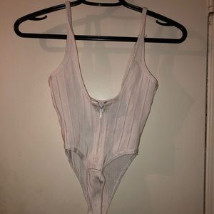White thong body suit